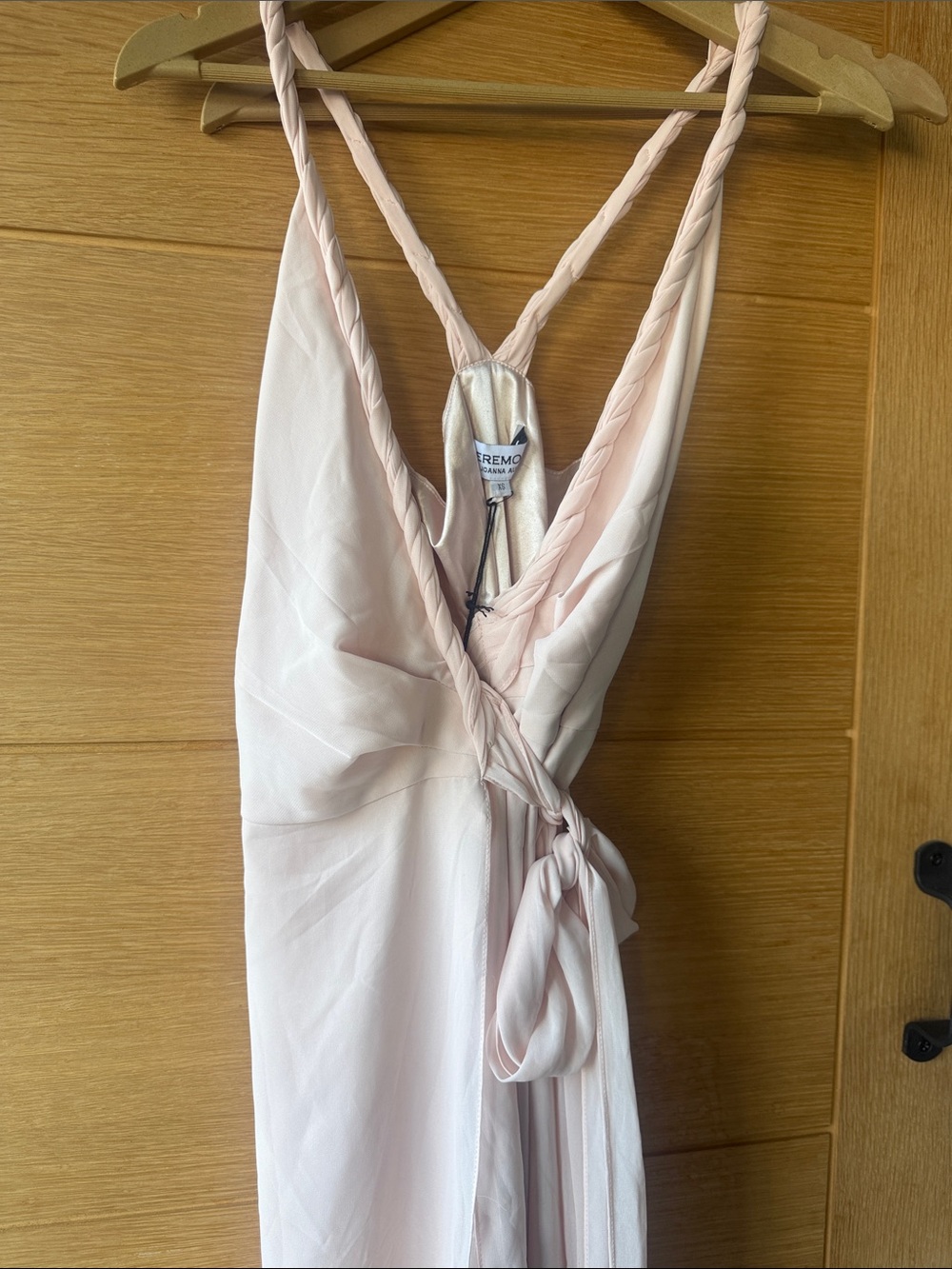 Ceremony by Joanna August Light Blush Wrap Slip with Braided Straps